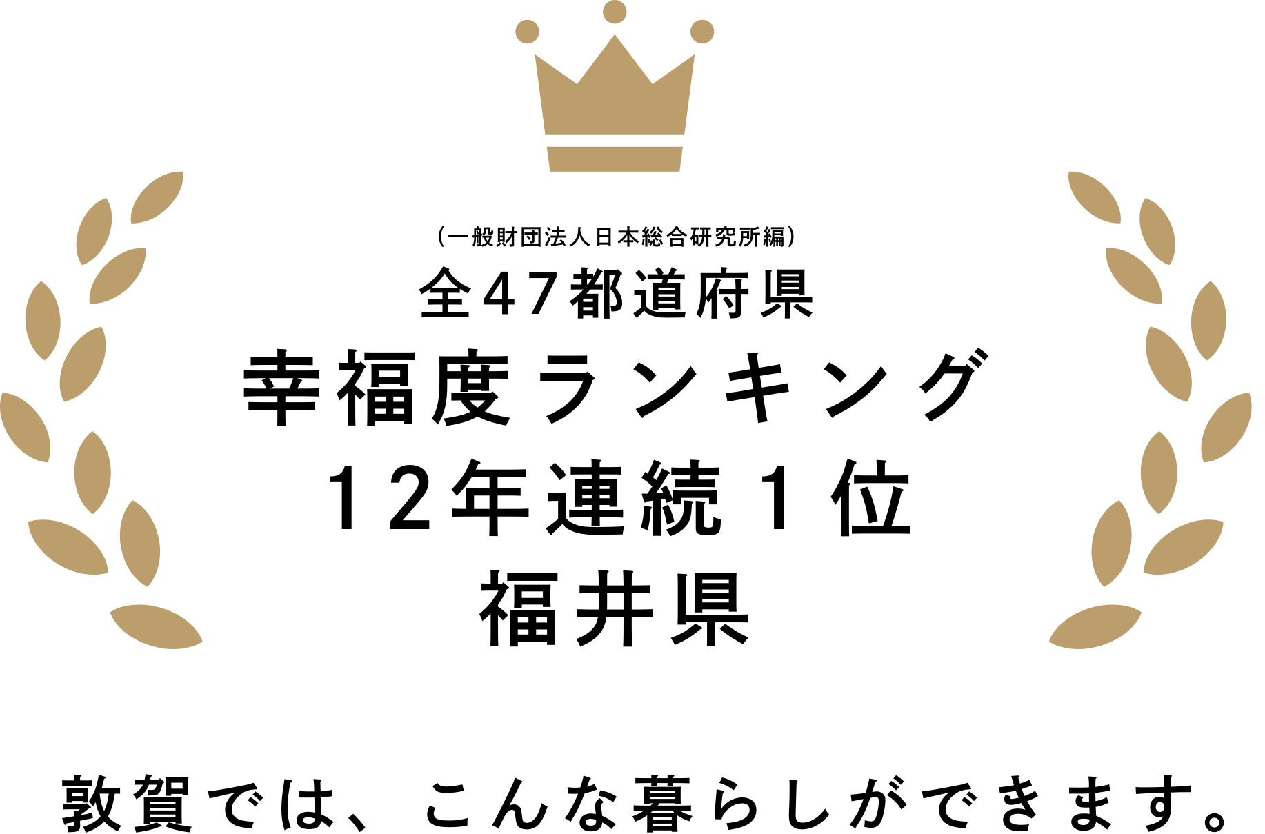 全47都道府県幸福度ランキング12年連続1位 福井県 敦賀では、こんな暮らしができます。